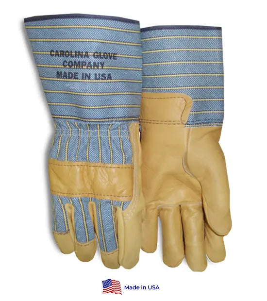 Flannel-Lined Cowhide Waterproof Gauntlet Gloves