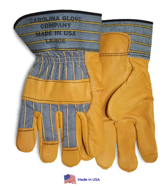 Grain Cowhide Leather Palm Safety Cuff Gloves