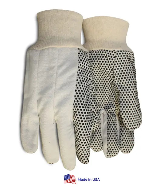 Black PVC Dotted Cotton Canvas Gloves