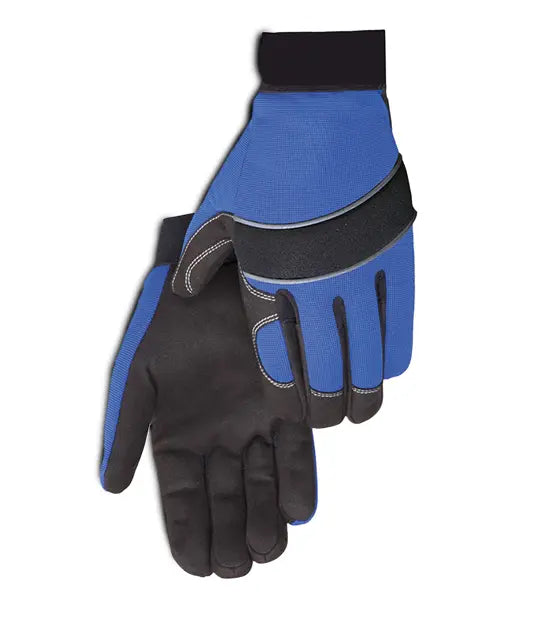 Blue Spandex Synthetic Leather Mechanic Gloves